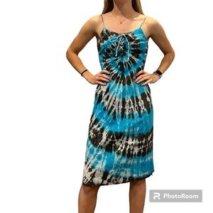 Vintage Newport News Tie Dye Sundress Linen Cotton